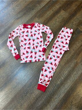 Hanna Andersson Pink Watermelon Pajama Set with Red Trim
